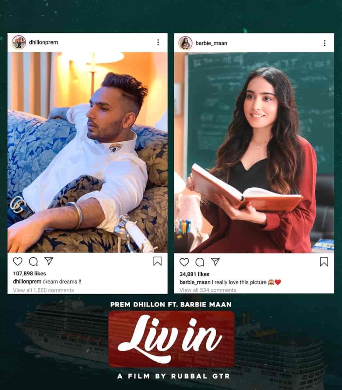Liv In Punjabi Song Image Features Prem Dhillon and Barbie Maan