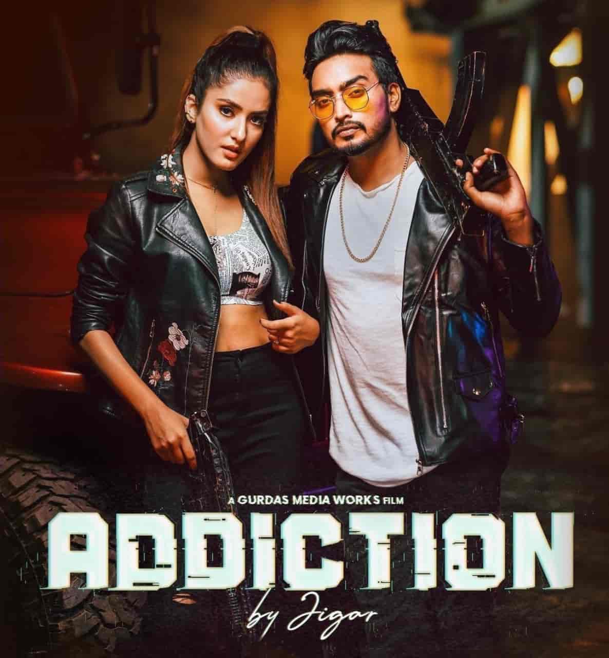 Addiction Punjabi Song Image Features Jigar And Akaisha Vats.