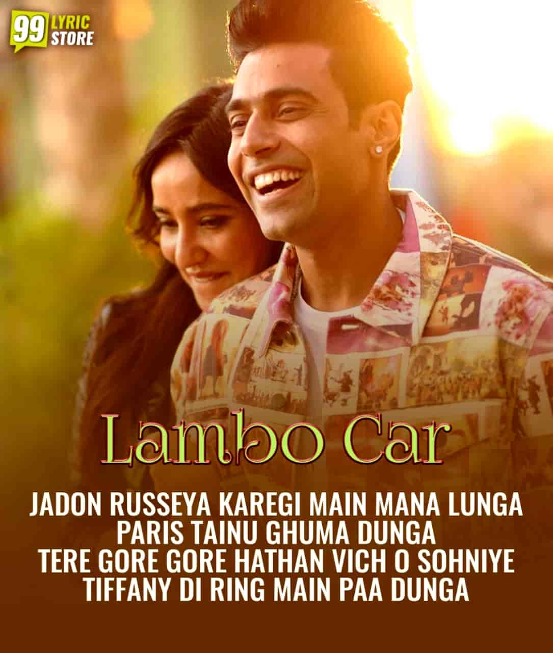 Lambo Car cute punjabi song image features Guri and Neha Sharma