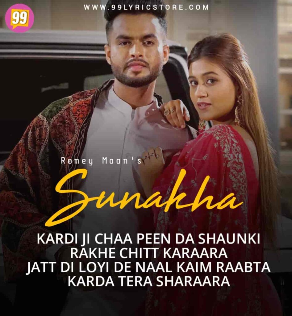 Sunakha Punjabi Song Lyrics Image Features Romey Maan, Anjali Arora